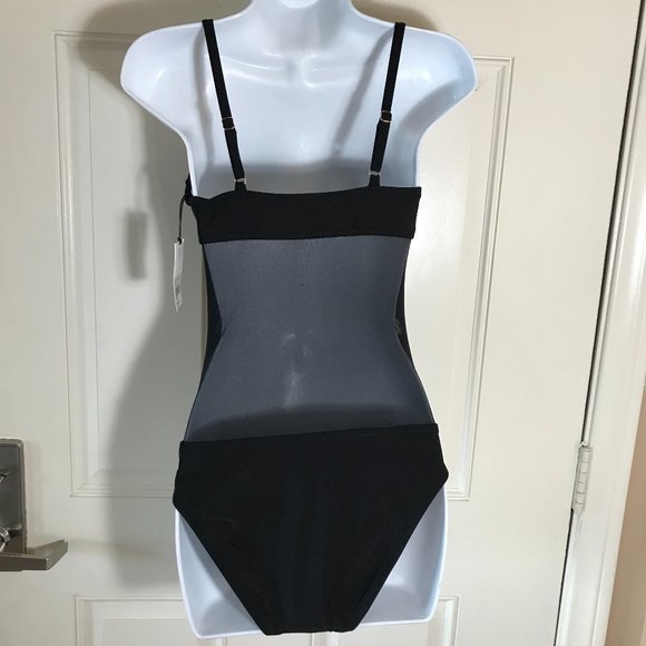 NWT Shade & Shore Medium Coverage One-Piece Swimsuit Black - Picture 3 of 3